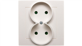 As Gniazdo Podwójne B/U Z Przesłonami Ecru Gp-2Gp/27