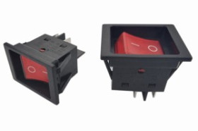 Przełącznik KCD4-WR 16A 250V podwójny ON-OFF czerwony