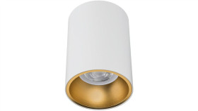 Oprawa Goldi-O-W/G Biała Ze Złotym Ringiem Gu10 Okrągła Sufitowa Natynkowa