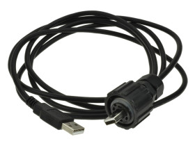Wtyk z przewodem; USB A; 17-200231; 4 tory; proste; czarny; bagnetowe; z przewodem 2m; złocone; 100V; 1,5A; IP20 / IP67; PBT; Co