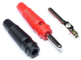 Wtyk bananowy montowany na przewód 4mm; niklowany; czerwony