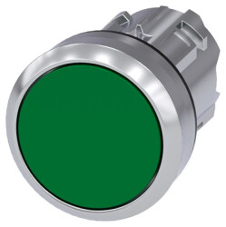 Napęd przycisku 22mm zielony płaski z samopowrotem metalowy IP69k SIRIUS ACT 3SU1050-0AB40-0AA0