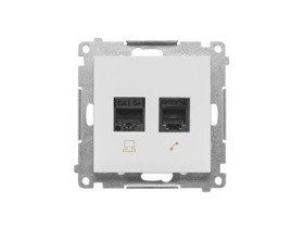 SIMON 55 Gniazdo teleinformatyczne RJ45 kat. 5e + telefoniczne RJ12 jasnoszary mat T5F.01/114 KONTAKT SIMON
