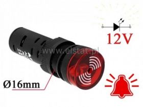 Kontrolka LED 19mm otwór= 16mm 12V z buzzerem