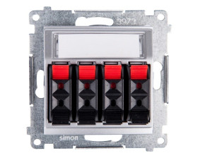 Simon 54 Gniazdo głośnikowe poczwórne srebrny mat DGL34.01/43