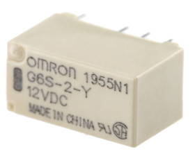 Przekaźnik sygnału, 12V dc, 2 A, DPDT, 2-polowy, montaż PCB, Omron G6S