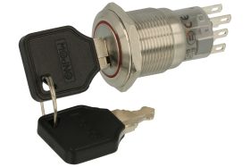 Przełącznik; stacyjka; LAS1-AGQ-22Y/31; ON-OFF-ON; 2 tory; 90°; 3 pozycje; bistabilny; na panel; do lutowania; 5A; 250V AC; 19mm