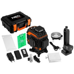 Laser 3D, 12 linii, zielony, walizka, tarcza celownicza, magnetyczny uchwyt, ładowarka 75-140