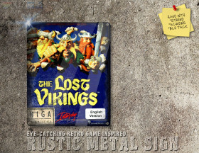 Rustic Amiga, PC DOS The Lost Vikings Box Artwork Metal Sign [689]