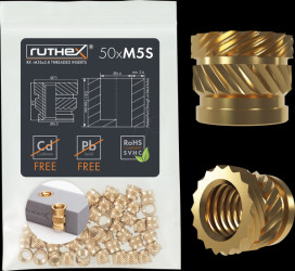 GE-M5SX58-001 3D printing, threaded inserts, M5x5.8 (short), pack of 50