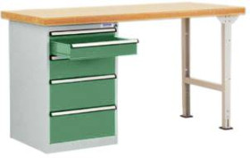 System banków komercyjnych COMBI model 1 z masywną płytą podstawy, szer. X gł. X wys. = 1500 x 700 x 840 mm Manuflex TP5