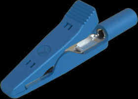 Alligator clip, blue, max. 4 mm, L 41.5 mm, CAT O, socket 2 mm, 973584102
