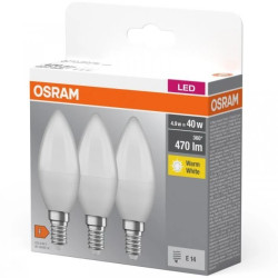 3PAK Żarówka LED E14 B37 4,9W = 40W 470lm 2700K Ciepła 200 OSRAM