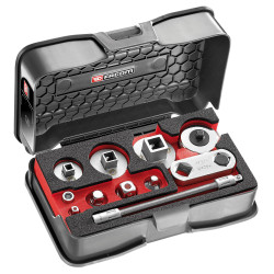 Zestaw przejściówek sieciowych, rozm: 1/2 cala, 1/4 cala, 3/8 cala, typ: Mechanizm zapadkowy, Adapter gniazda, dł: 150