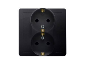 SIMON BASIC Gniazdo podwójne z uziemieniem schuko z przesłonami torów prądowych grafit matowy BGSZ2Z/28 KONTAKT SIMON