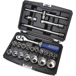 Expert E032900 Socket &amp; Accessory Set of 22 Metric 1/2in Drive