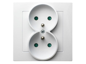 AS Gniazdo podwójne z uziemieniem z ramką z przesłonami białe GP-2GZP/00 OSPEL