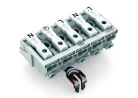 Złączka zasilająca 5-biegunowa ze stopkąmi ze stykiem PE 294-5225 /250szt./