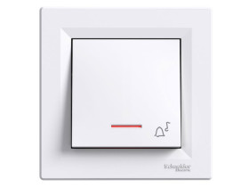 ASFORA Wyłącznik zwierny przycisk "dzwonek" z podświetleniem (zaciski śrubowe) biały z ramką EPH1700321 SCHNEIDER ELECTRIC