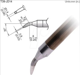 T39-JD14 Aktiv-Lötspitze T39-JD14, 1,4 mm, gebogen, Meißel