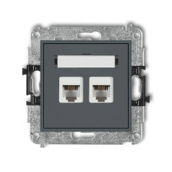 MINI Gniazdo telefoniczne podwójne 2xRJ11 4-stykowy beznarzędziowe grafitowy mat 28MGT-2