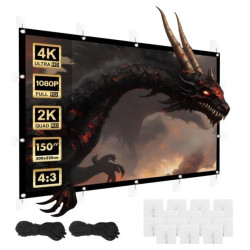 Ekran projekcyjny Maclean, 150, 300x220cm, obramowanie 25mm 4:3, haczyki do naciągu, MC-168