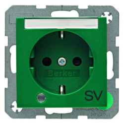 Gniazdo SCHUKO z lamką kontrolną polem opisowym i nadrukiem zielony połysk S.1/B.3/B.7 Glas 41108913