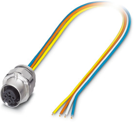 Panel socket, M12, 4 pole, strand connection, SPEEDCON locking, straight, 1239950