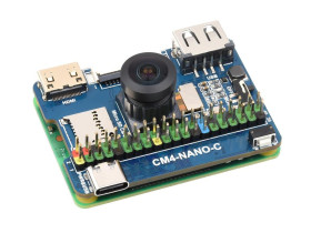 Waveshare Nano Base Board (C) for Raspberry Pi Compute Module 4, Same Size as the CM4, Onboard 8MP Camera