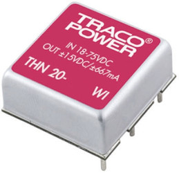 Przetwornica DC-DC, 20W, Uwe 9 → 36 V DC, Uwy ±12V dc, Iwy ±833mA, TRACOPOWER