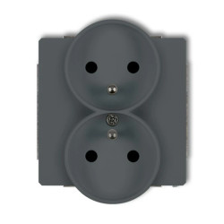 DECO Gniazdo podwójne do ramki z/u grafitowy mat 28DGPR-2zp