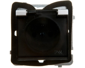 SONATA Gniazdo bryzgoszczelne z/u IP44 klapka przezroczysta srebro mat GPH-1RZ/m/38/d
