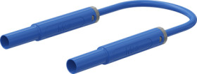 Safety measuring lead with (4 mm lamella plug, straight) to (4 mm lamella plug, straight), 1 m, blue, PVC, 2.5 mm², CAT IV, 66.1