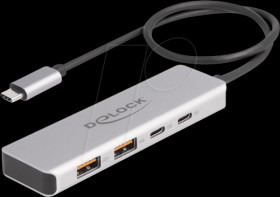 64230 USB 3.1 4-Port Hub, 2x A, 2x C, aluminum, 35 cm