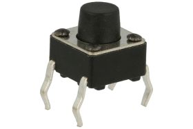 Mikroprzycisk; 6x6mm; 6mm; TS6601-6; 2,5mm; przewlekany (THT); 4 piny; czarny; OFF-(ON); bez podświetlenia; 50mA; 12V DC; 160gf;