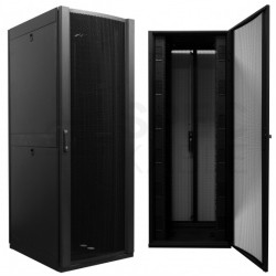 Szafa stojąca RACK 19" 42U 750x800mm perforowana serwerowa czarna 1500kg (złożona) NEKU + wyposażenie