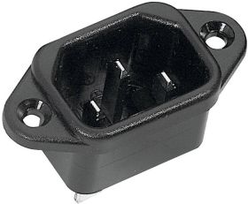 złącze męskie do wbudowania pionowego C14 2 + PE 10 A czarny K & B 42R024212 1 szt.