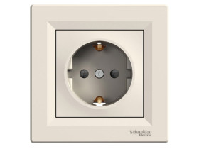ASFORA Gniazdo pojedyncze z uziemieniem schuko z przesłonami krem z ramką EPH2900223 SCHNEIDER ELECTRIC