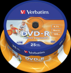 43538 DVD-R 4.7 GB, printable, spindle pack of 25