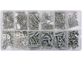 Zestaw 347 sztuk wkrętów, nakrętek, śrub i podkładek