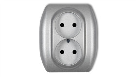 Trend Gniazdo Podwójne B/U Srebrny Metalik 7Gp-2P