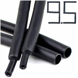 1M RURKA KOSZULKA TERMOKURCZLIWA z KLEJEM GRUBA CZARNA 9mm 9.5/3.2 mm