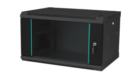 Szafka Rack Wisząca 19 6U 600X450, Drzwi Szklane, Kolor Czarny Flat Pack