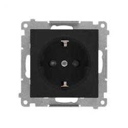 Simon 55 Gniazdo Schuko z przesłonami (moduł) 16 A, 250 V~, szybkozłącza Czarny mat TGSZ1CZ.01/149