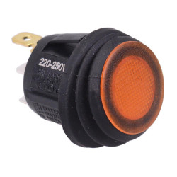 Amber Waterproof 230V illuminated 20mm Round Rocker Switch SPST 10A R13-112B8W-02