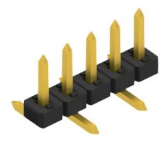 Pin header, 5 pole, pitch 2 mm, angled, black, 10063255