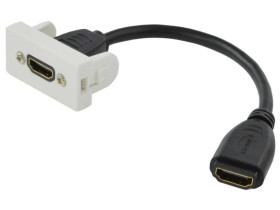 Gniazdo HDMI 1.4 z przewodem 20cm moduł 1M 22,5x45 biały Mediabox