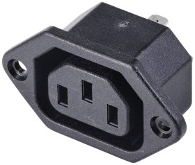 TRU COMPONENTS TC-10475844 Złącze męskie IEC C8 złącze żeńskie do wbudowania pionowego Łączna ilość styków: 3 10 A czarn
