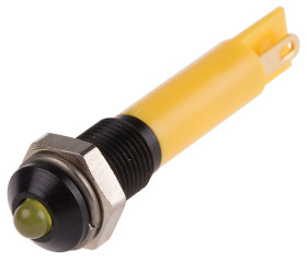 Lampka kontrolna do montażu panelowego 12V dc, Żółta 6mm LED Czarny Końcówka lutownicza RS PRO