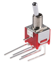 Przełącznik Wł.-(wł.) średnica wycięcia 4.95mm DPDT RS PRO Płytka drukowana długość przełącznika 7.37mm